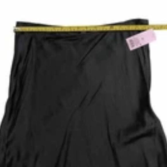MAXI SKIRT Satin Black with Elastic Waistband Flared WILD FABLE Womens Medium - Picture 4 of 12
